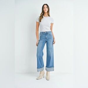 Just black denim cuffed jeans